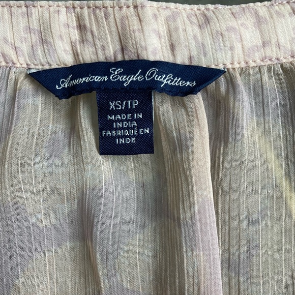 American Eagle Sheer Print Blouse with Animal Print detail and tie bow in front - Picture 4 of 4